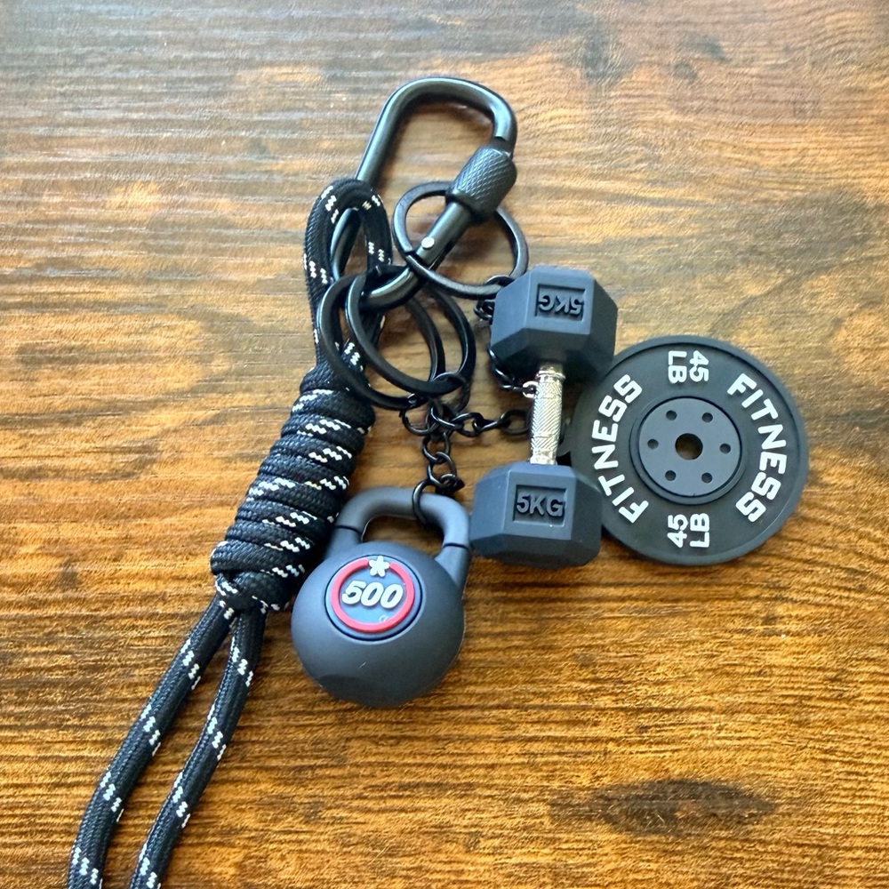 Black Fitness Keychain Set